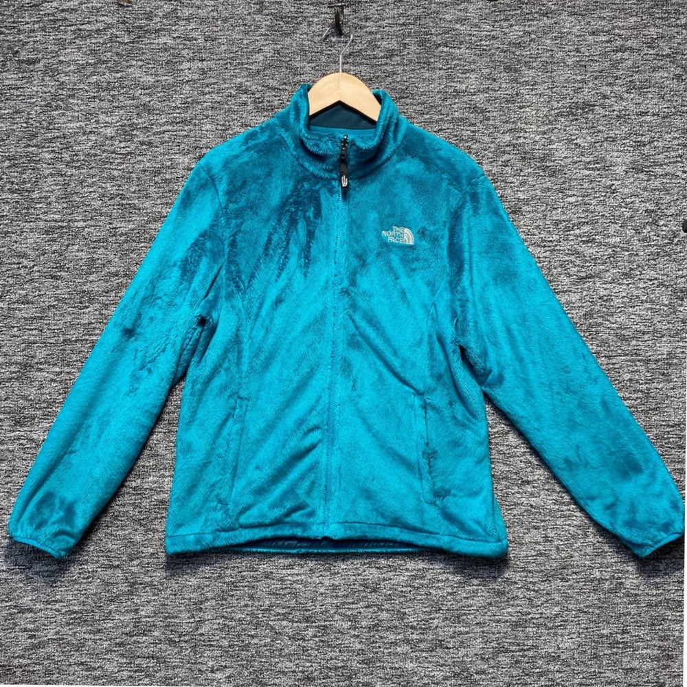 The North Face Osito Fleece Jacket Womens Large Teal Blue‎ Full Zip Fuzzy Teddy